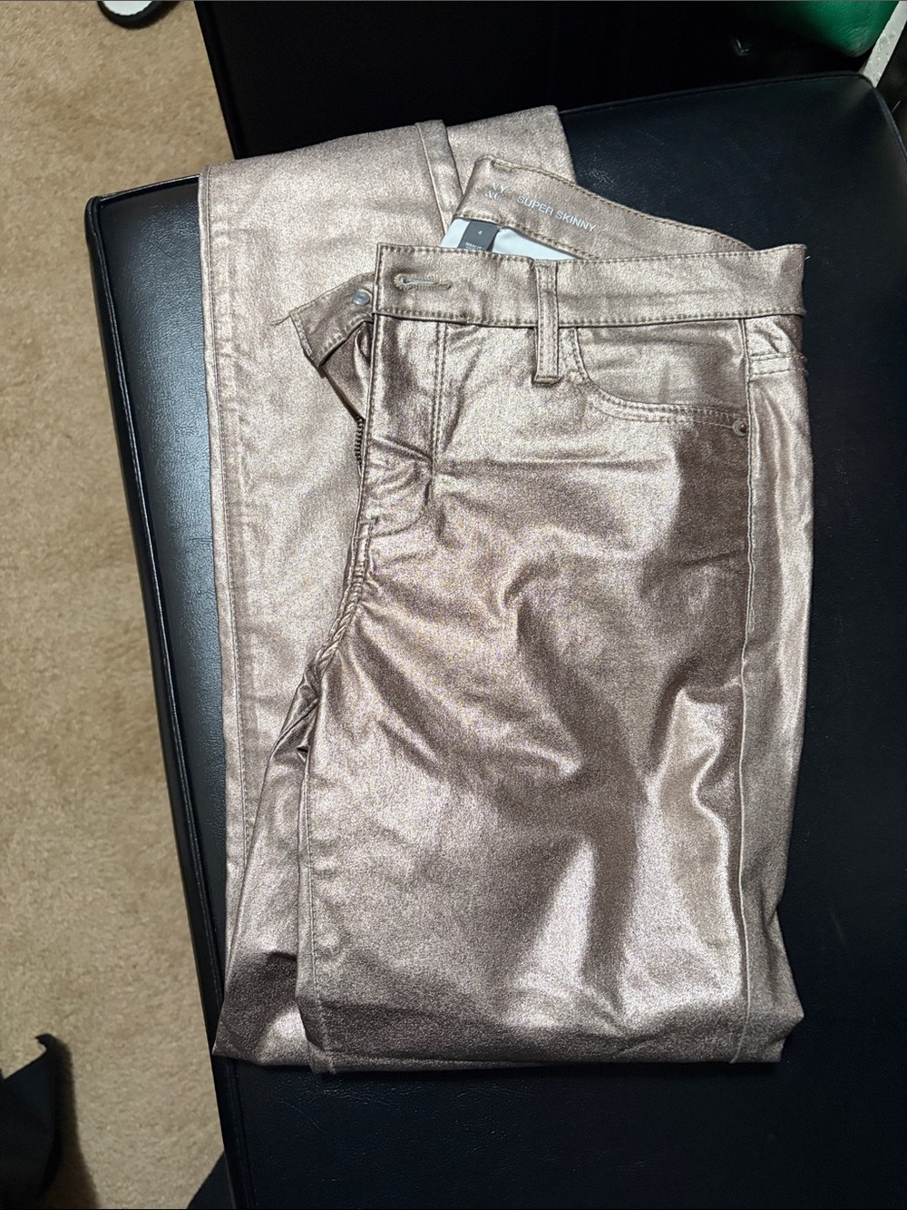 New York & Company Metallic Bronze Skinny Jeans
